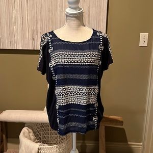 J Crew Navy and White Top
